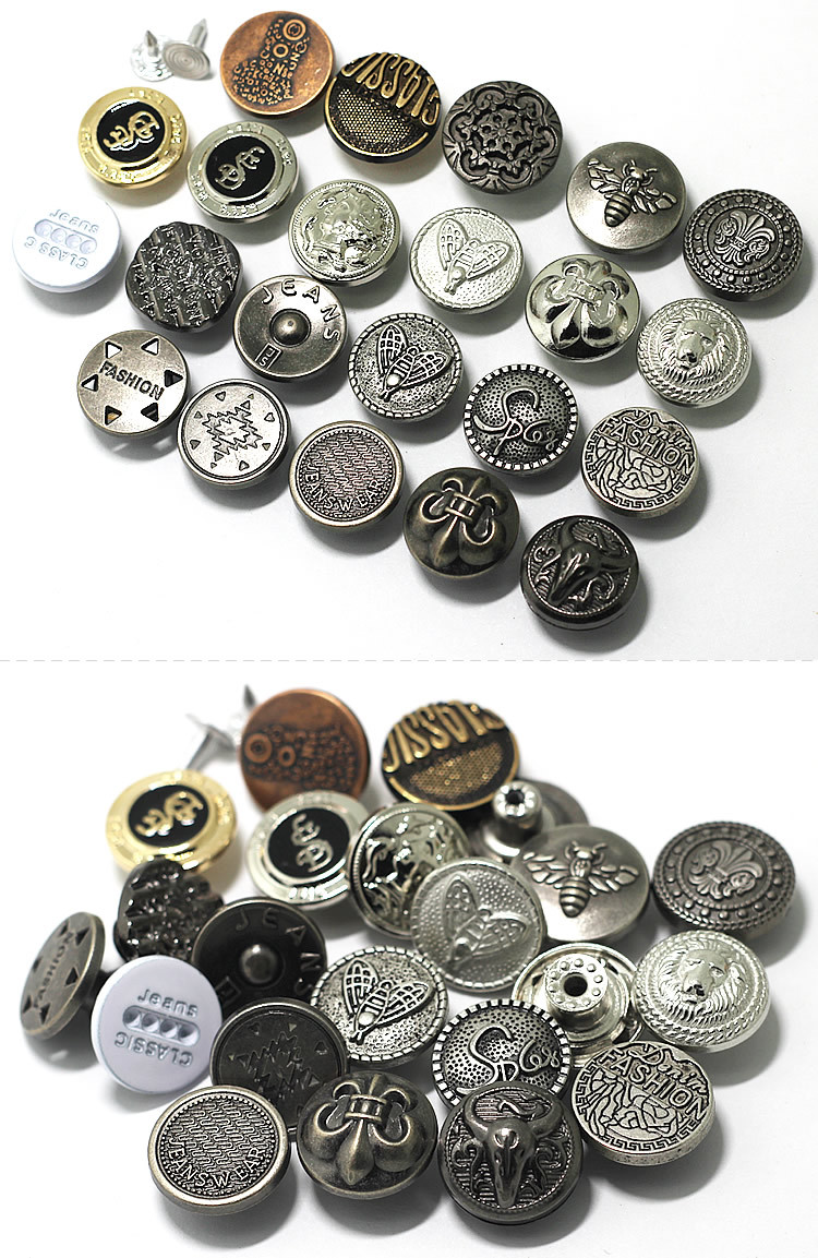 现货小批 背带裤锌合金纽扣牛仔裤扣多款锌合金摇头扣工字扣二合