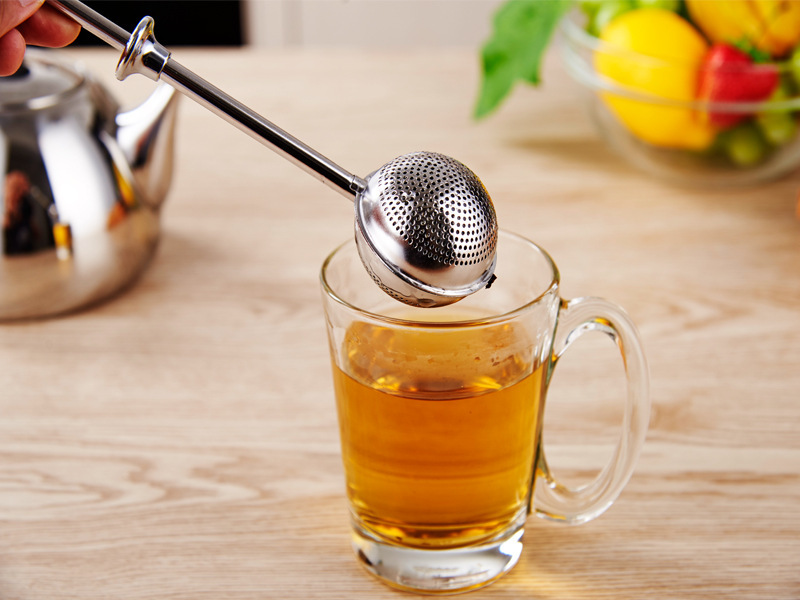 不锈钢手推式滤茶器 泡茶棒泡茶器办公家用圆球滤茶棒 现货批发