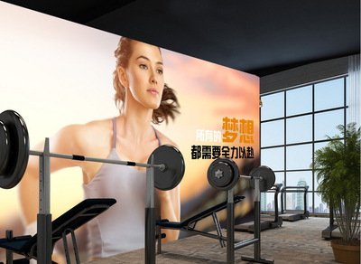 定制无缝5d大型壁画现代简约跑步美女梦想励志健身房背景墙纸壁纸