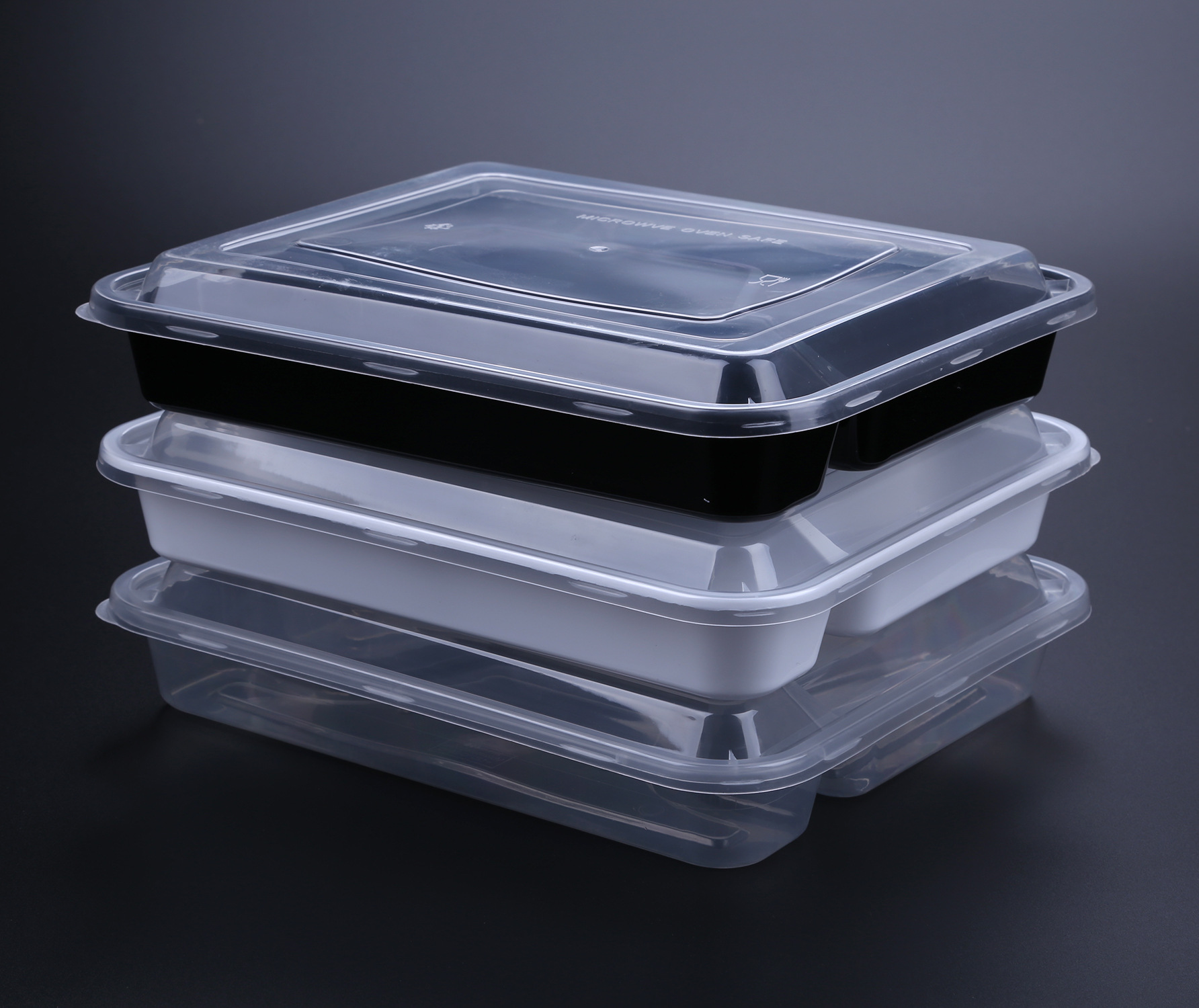 厂家直销四格饭盒 一次性外卖打包盒密封加厚透明黑色白色便当盒