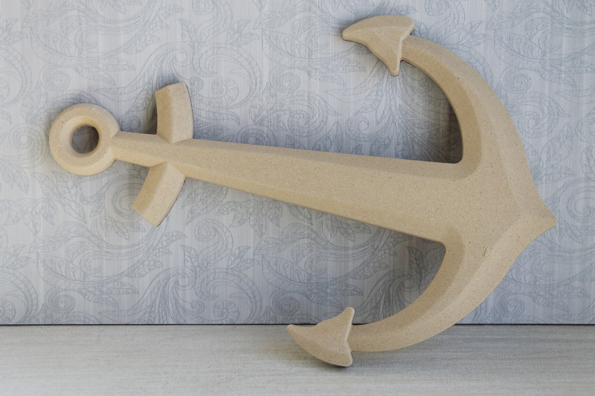 批发模压木粉工艺品大号船锚白胚手绘漆画diy创意居家摆设装饰品