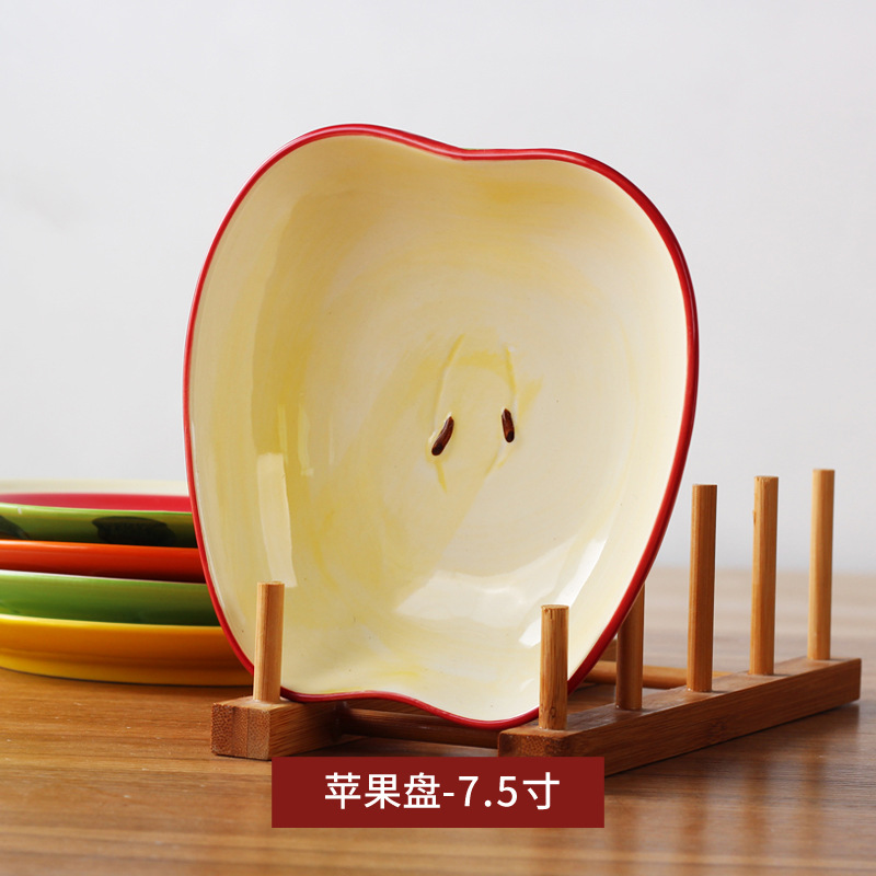 Creative Cartoon Porcelain Grid Plate Children's Meal Tray Cute Household Separated Ceramic Plate Swing Plate Watermelon Fruit Plate