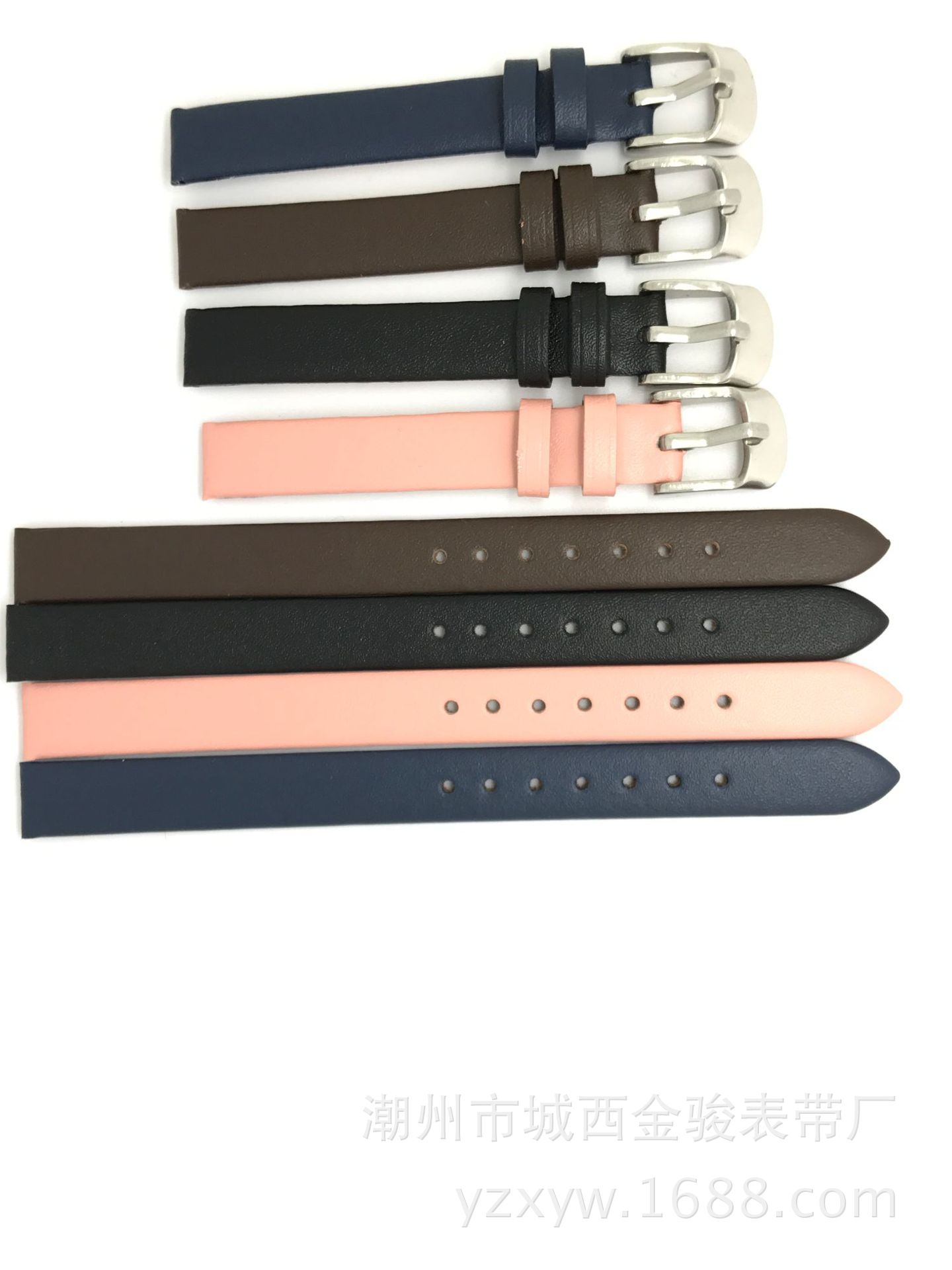 Strap Genuine Leather Needle Pattern Glossy Calf Leather Thin Body Watch Band Women's Color Strap 10mm