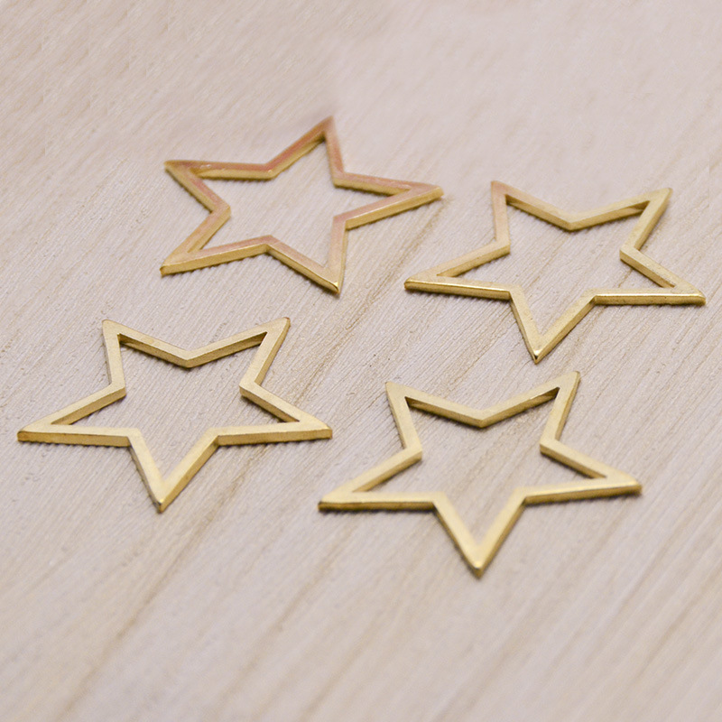 纯铜diy饰品配件 27mm镂空五角星铜管圈 星星项链配件挂件批发