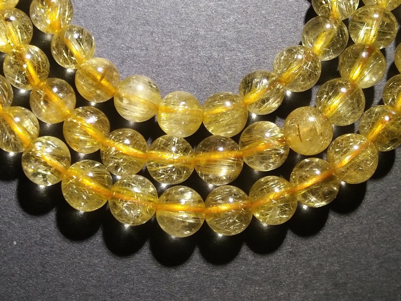 天然发晶手链多圈三圈 天然金发晶钛晶手串 金发晶厂家批发代发