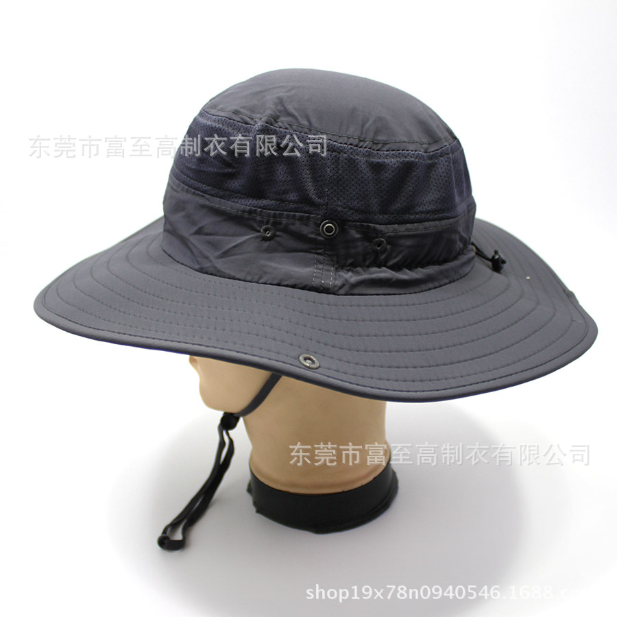 渔夫帽厂家定制 速干快干大沿边帽 带防风绳户外运动遮阳防晒帽子