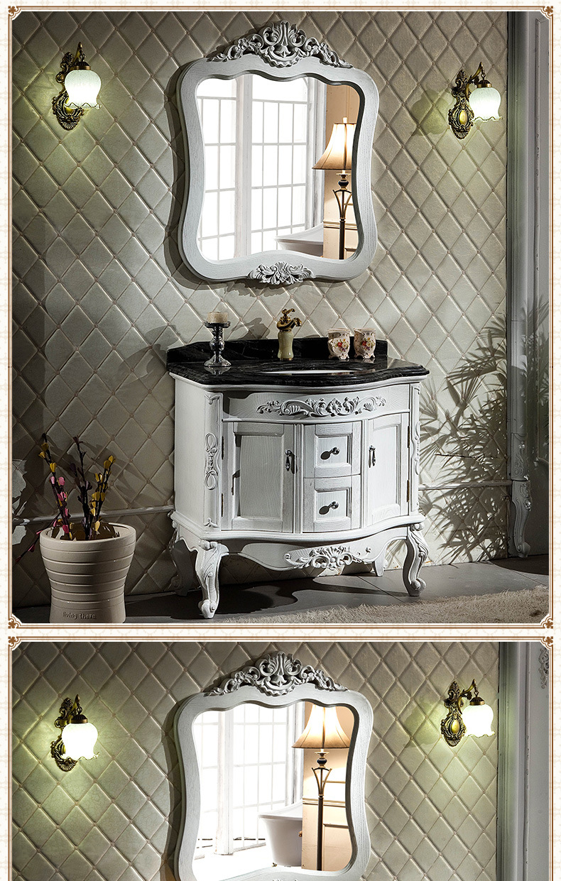 实木仿古浴室镜柜组合橡木洗脸落地镜柜欧式卫浴镜台批发厂家直销