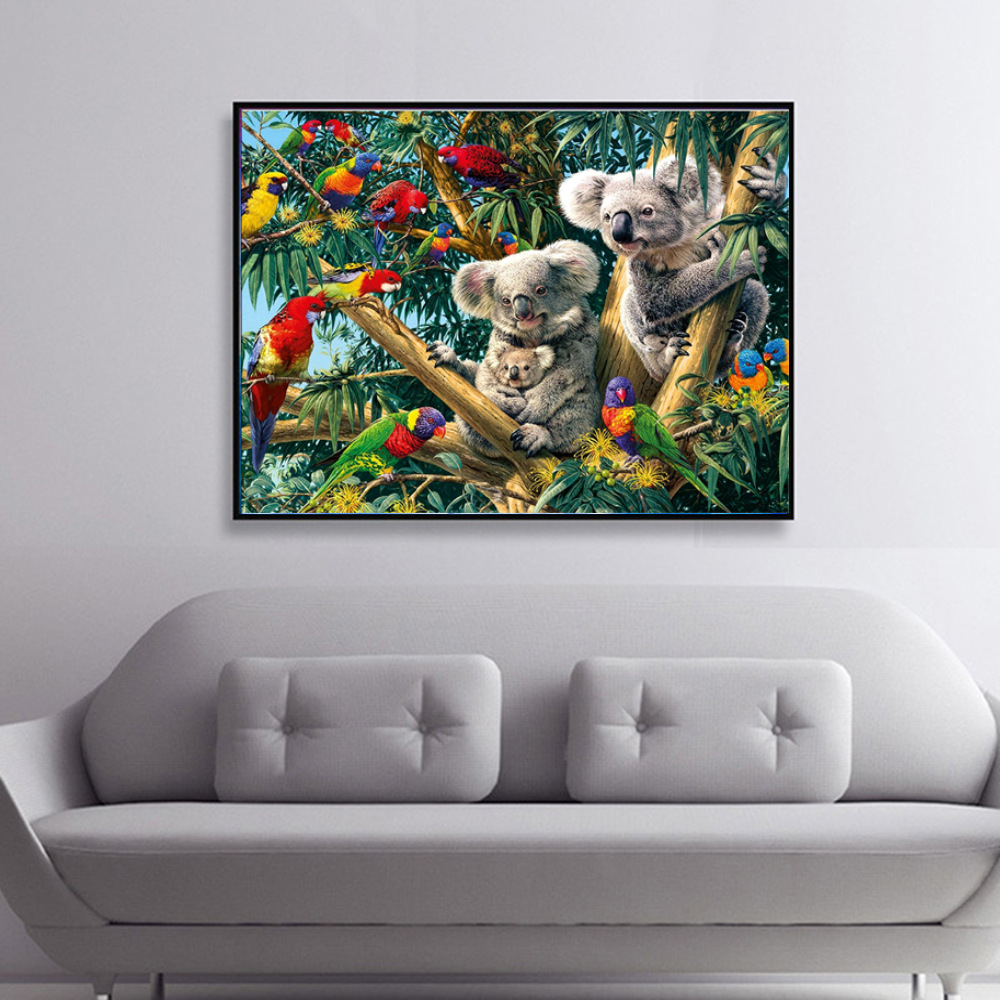 俄罗斯境外热卖外贸平台油画布钻石画动物袋鼠厂家直销一件代