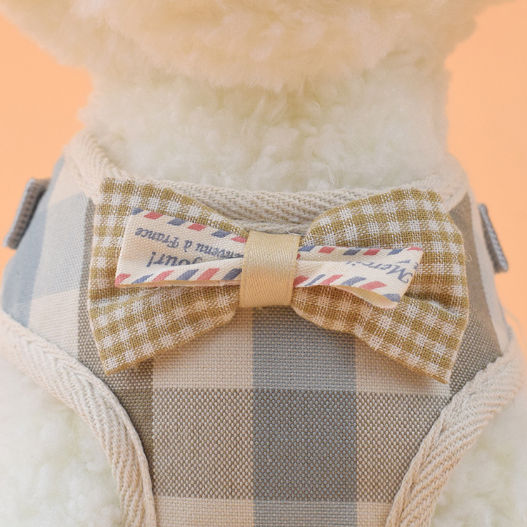 Genius Dog Pet Harness Vest Plaid Korean Fashion Pet Hand Holding Rope Dog Leash Pet Supplies