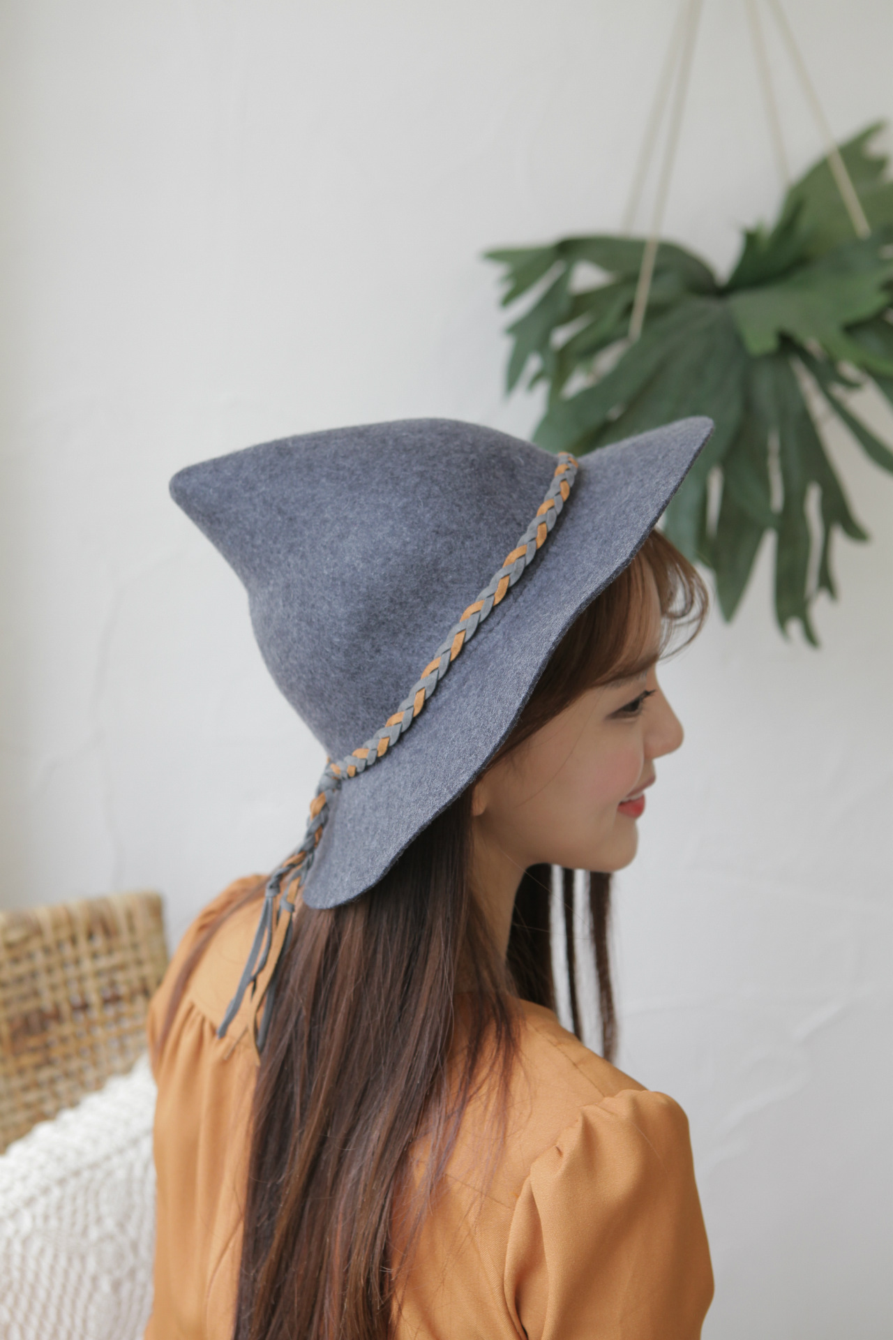 2018新款女士纯羊毛尖尖帽时尚个性百搭巫婆帽小礼帽宽沿帽子批发