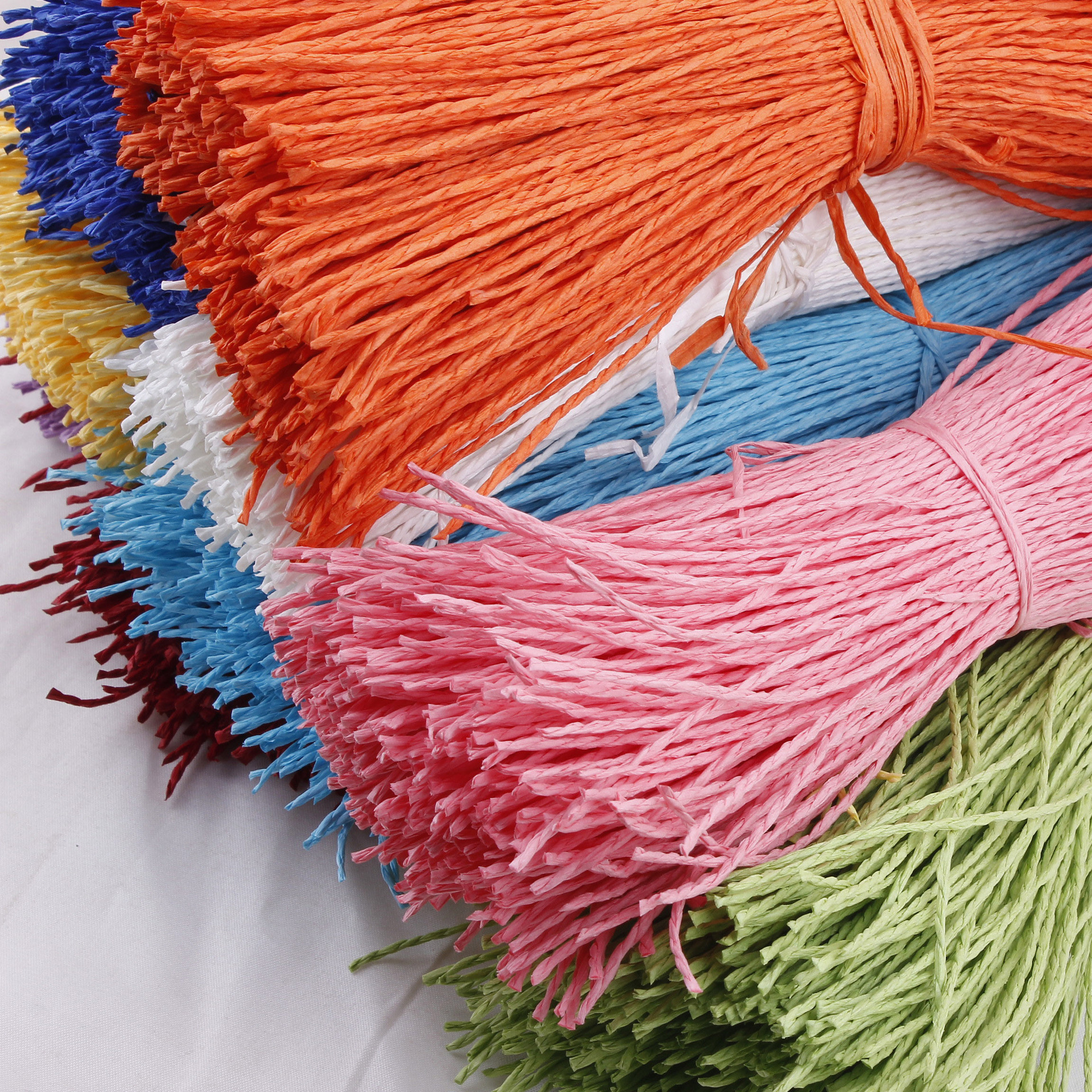 5-2mm单股俩股拉菲草绳 牛皮纸绳 环保彩色纸绳