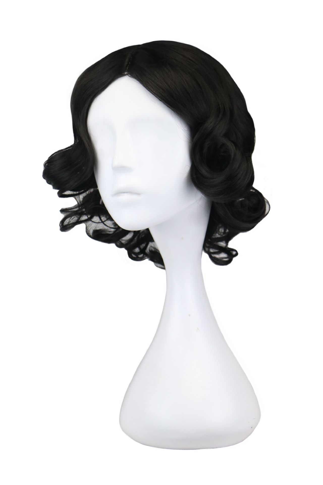 经典动漫cos白雪公主 cosplay假发 黑色短卷发 假发女厂家直销