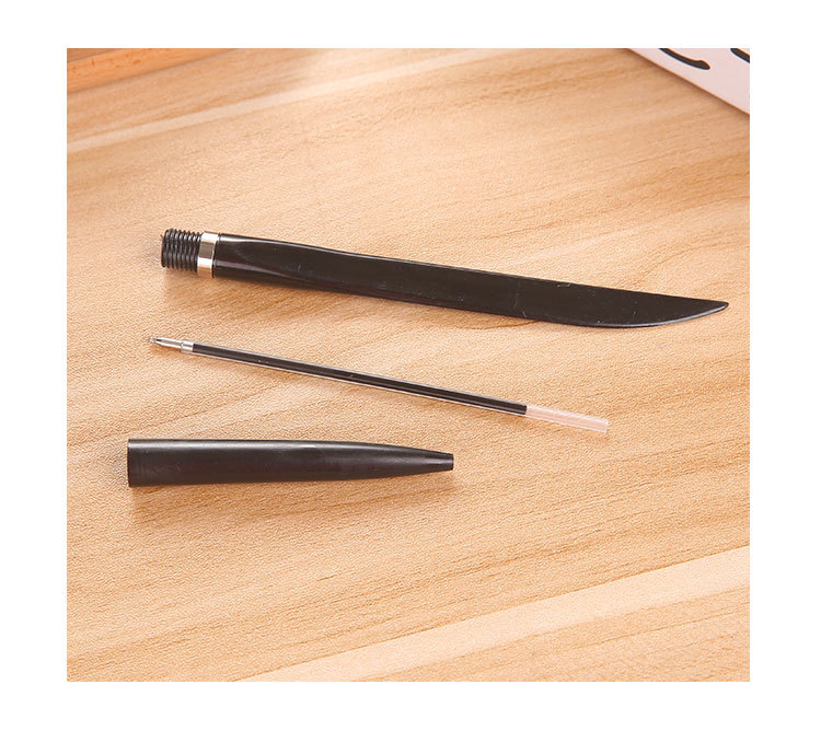 创意文具创意办公作业刀笔塑料圆珠笔广告笔扁刀型圆珠笔订制logo