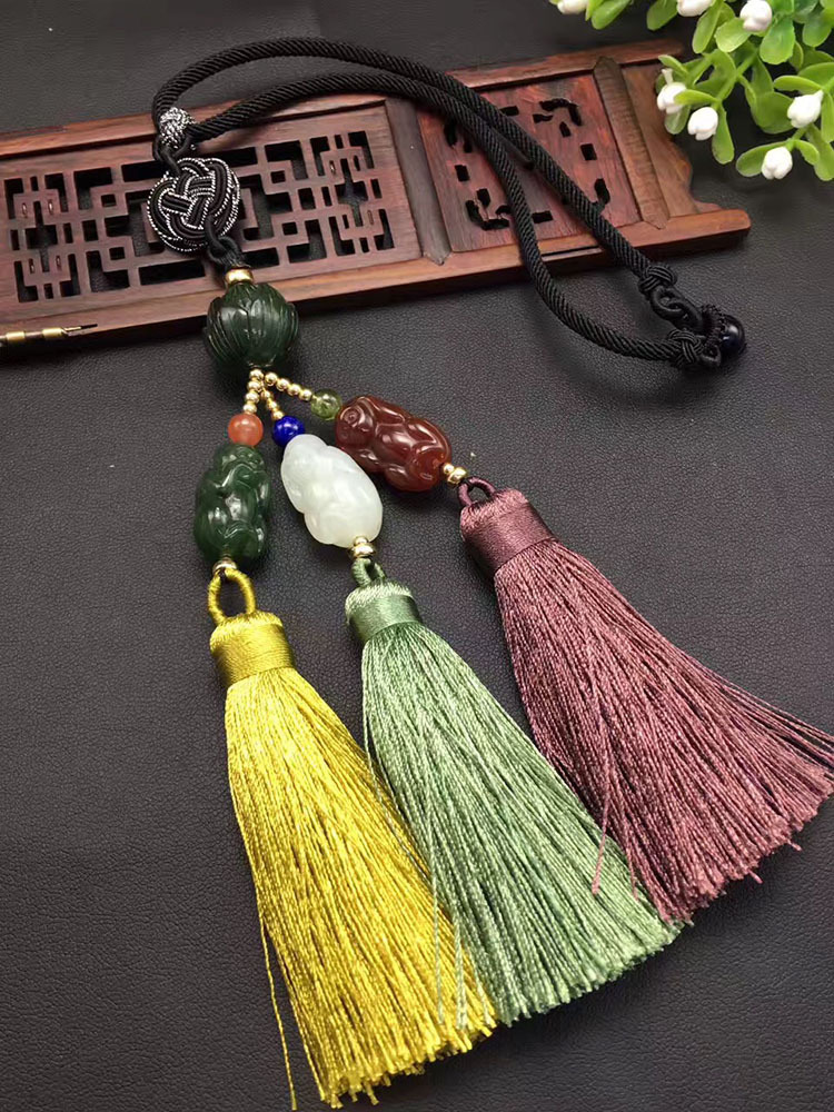 爆款推出天然和田玉三不猴包挂车挂