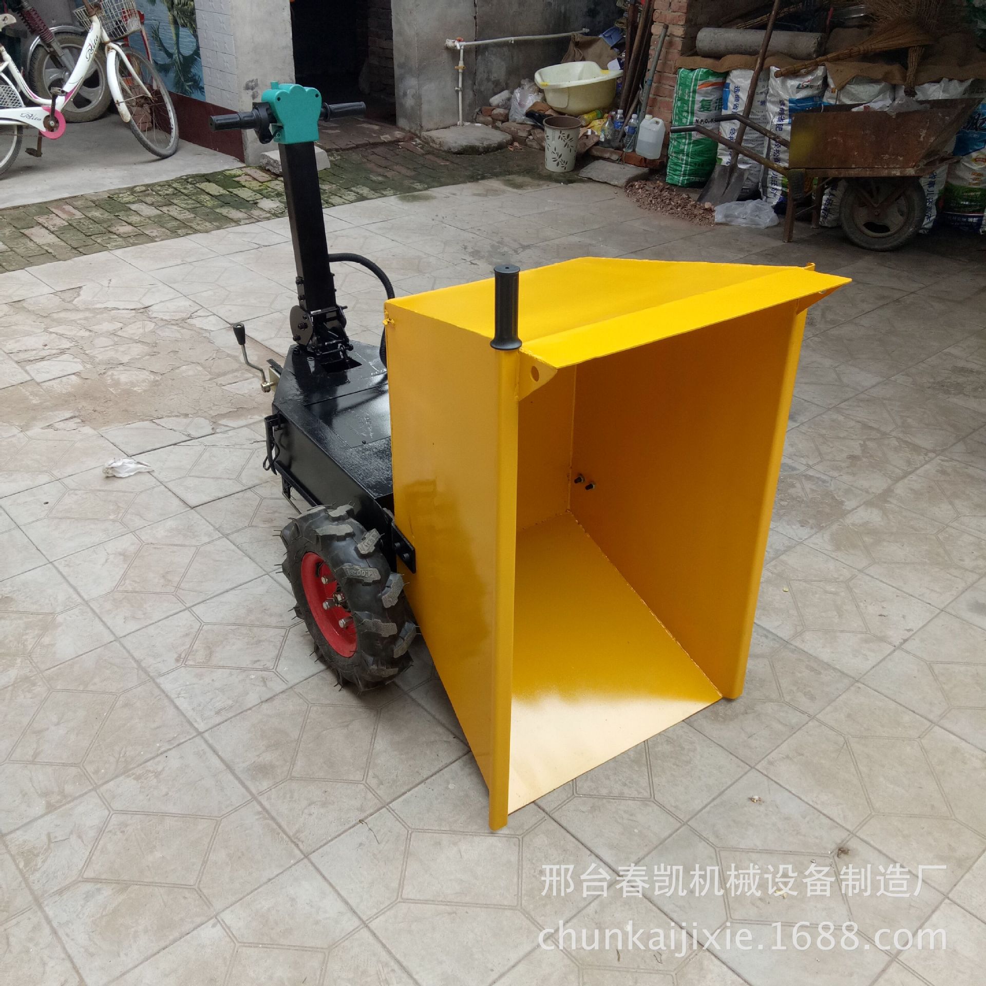 垃圾装运电动小推车养殖场动物粪便手推车建筑工地用电动车