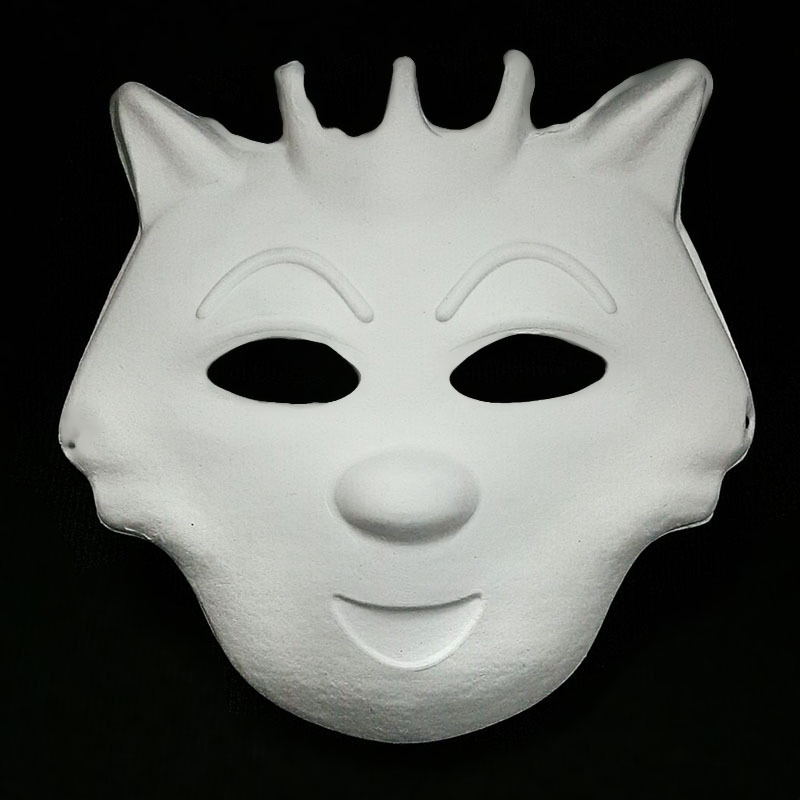 创意环保纸浆儿童面具 幼儿园绘画脸谱diy白色动物手绘面具批发
