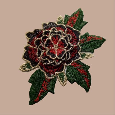 民族风水溶刺绣红黑混合色中老年人花朵领花边 绣花花朵 厂家直销