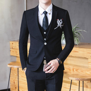 男士结婚白色礼服韩版