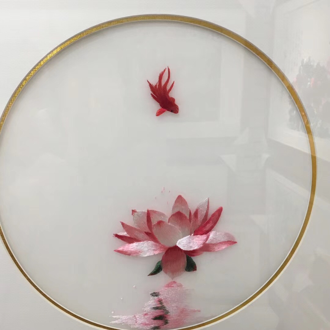 祥莲佛手 精品丝线刺绣画 苏绣现代简约装饰挂画客厅家居商务送礼