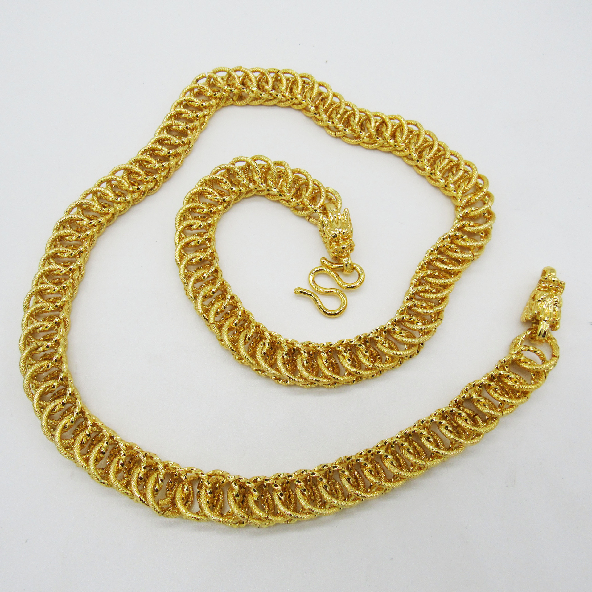 越南沙金男款霸气吊牌硬金龙马精神大吊坠加厚金仿黄金龙吊坠