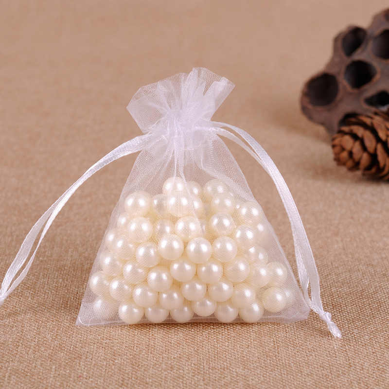 Factory Wholesale Ornament Gauze Bag Solid Color Pearl Yarn Wedding Candy Bag Jewelry Packaging Solid Color Organza Mesh Bag