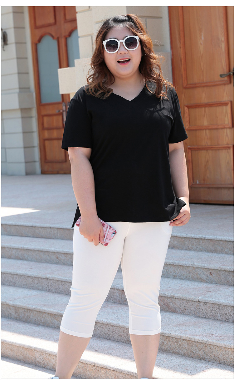 2019夏季韩版爆款大码女装纯棉t恤女打底衫胖mm短袖上衣宽松