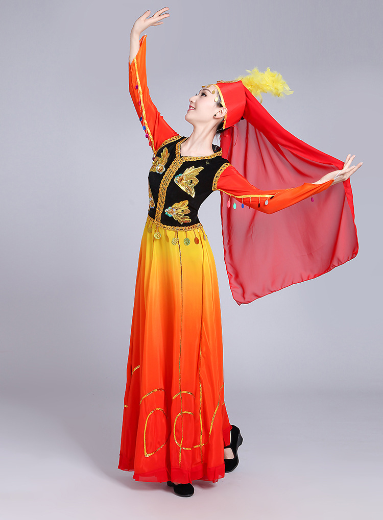新疆维吾尔族舞蹈表演服装维族风格少数民族广场舞演出服大摆裙女