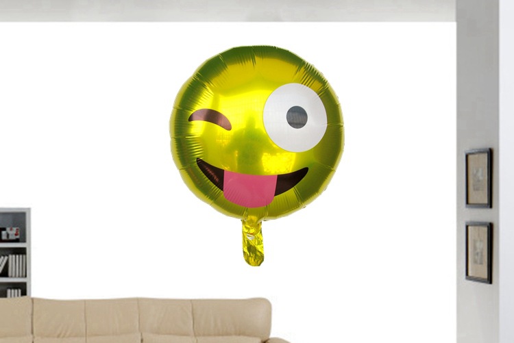 18寸圆形表情铝膜气球emoji可爱笑脸表情包铝箔气球笑脸搞怪气球