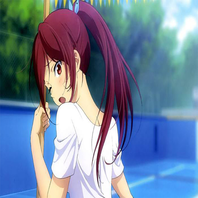 男子游泳部松冈江cos假发酒红色长直马尾 cosplay wig假发 批发