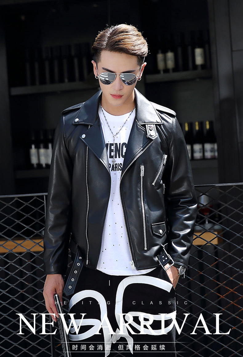 真皮皮衣机车皮衣男