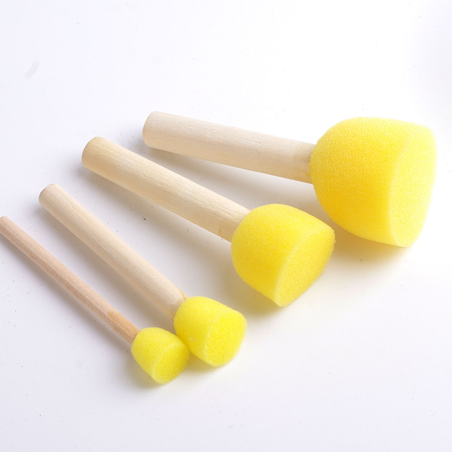 儿童画刷 圆形木质海绵印章绘画刷4件套早教幼儿园涂鸦工具绘画