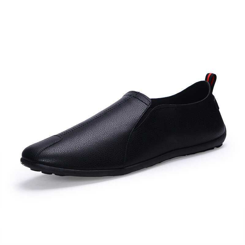 New Solid Color Men's Slip-on Beanie Shoes round Toe Flat Heel Casual Pumps Low-Top Slip-on Slip-on Beanie Shoes Internet Celebrity Generation Hair