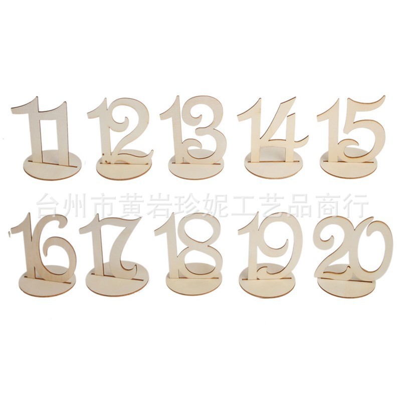 厂家直销欧美爆款木质婚礼用品数字11-20桌号席位牌 婚庆用品摆件