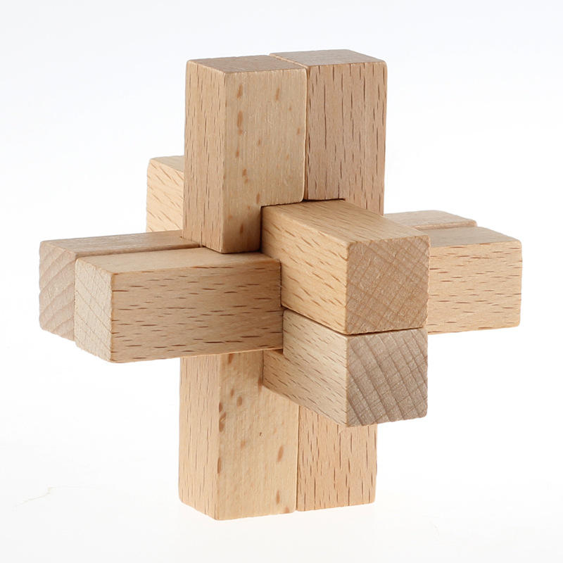 榉木经典六根鲁班 古典益智玩具孔明锁 趣味解锁礼物 十八罗汉