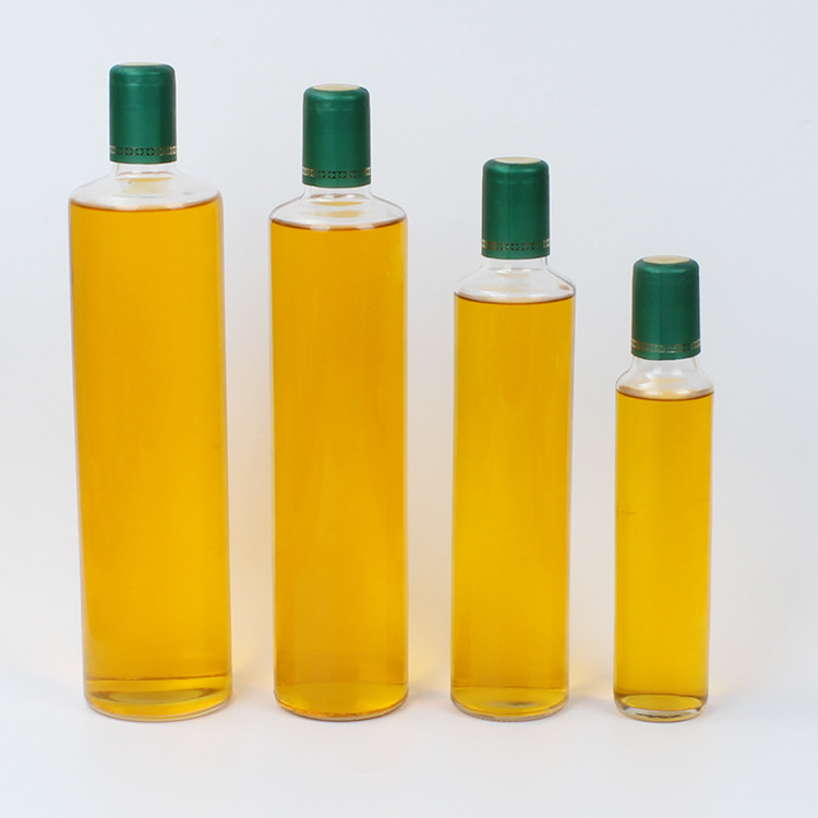 供应圆形透明橄榄油瓶250ml500ml750ml山茶油瓶食用油玻璃瓶
