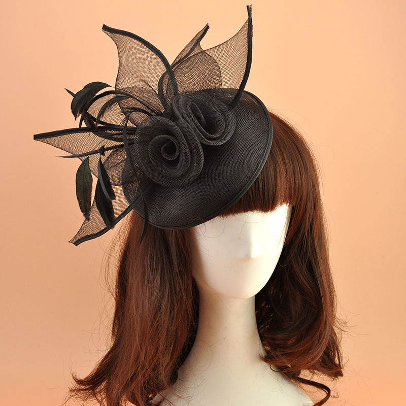 亚马逊热卖时尚网纱头饰 新娘头花发饰 小礼帽舞会写真头饰发夹