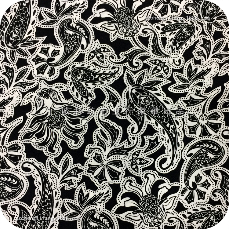 全棉平纹弹力印布 民族腰果花图案 男女装衬衫印花面料 纯棉印花