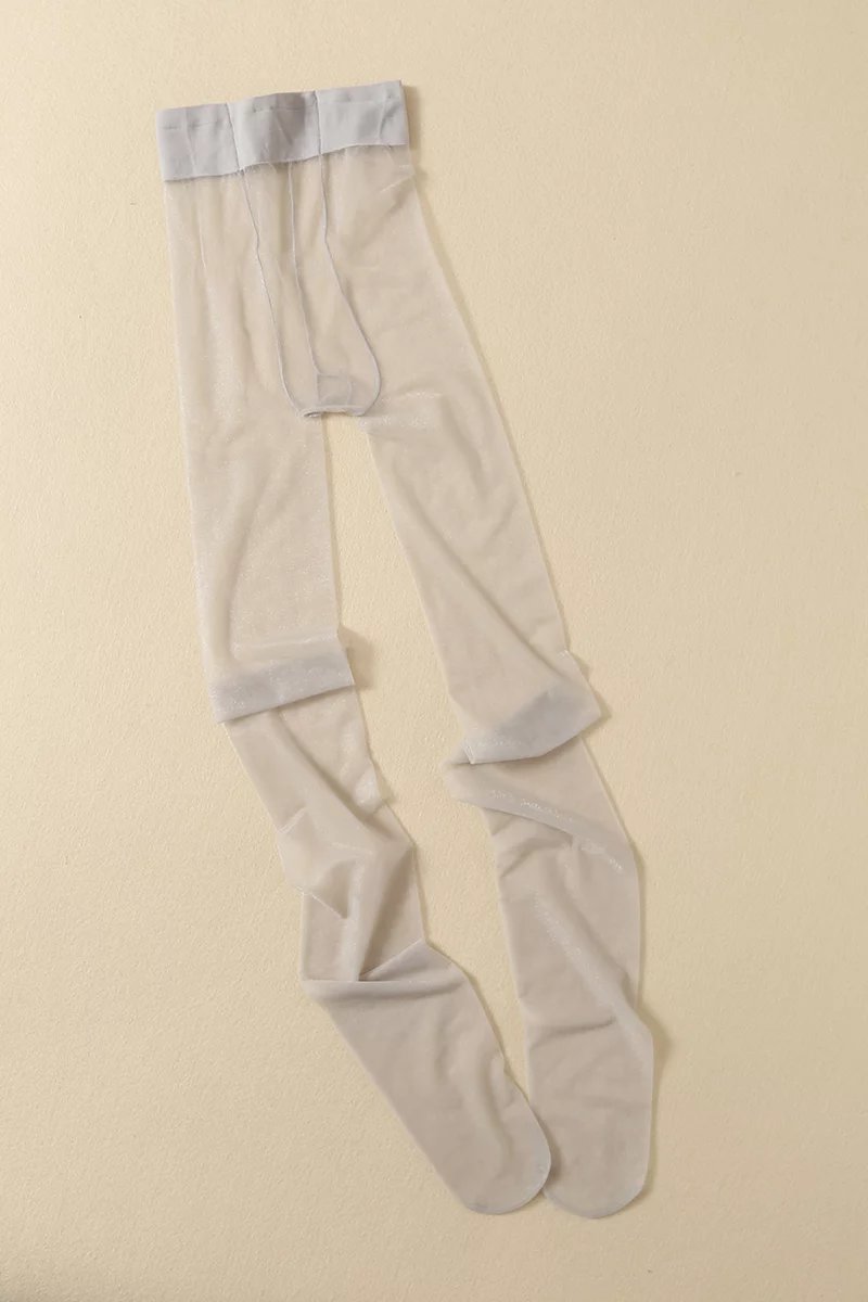 2d一线t档性感隐形全透明 珠光微闪脚尖透明情趣开档丝袜连裤袜