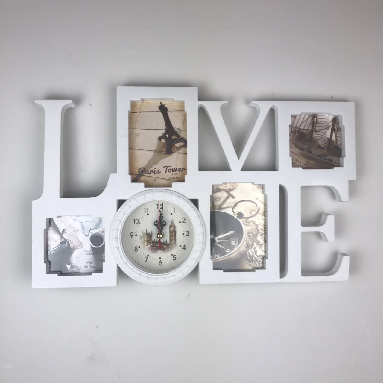创意欧式组合时钟字母连体相框批发婚纱影楼家居礼品组合照片墙