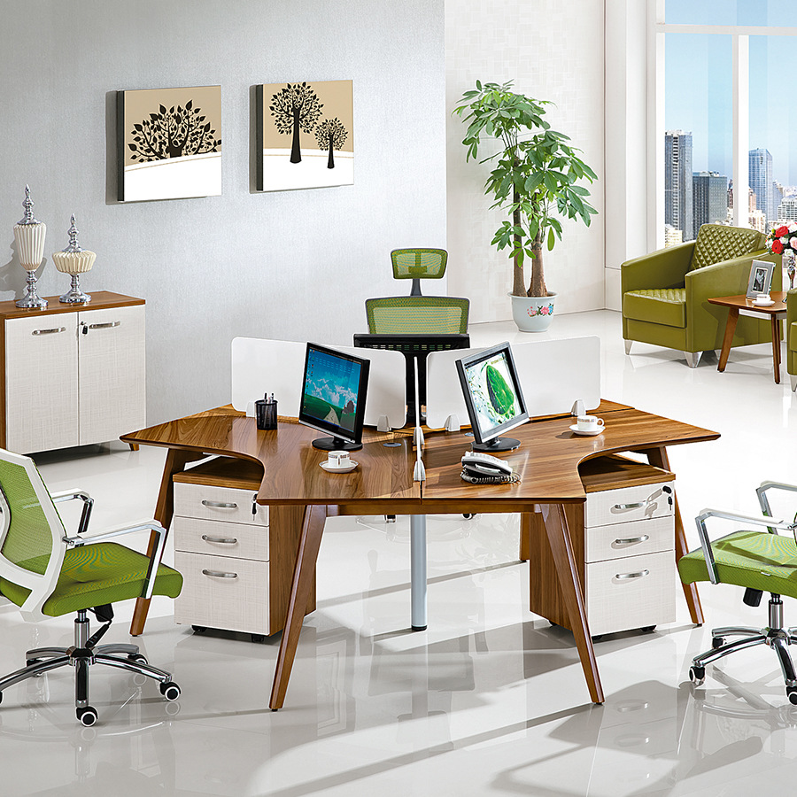 新款公司职员办公桌3人位办公卡座电脑桌带屏风办公桌椅组合b-205