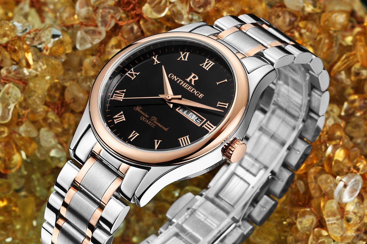 ontheedge瑞之缘rzy010石英防水男士商务手表女精钢带腕表