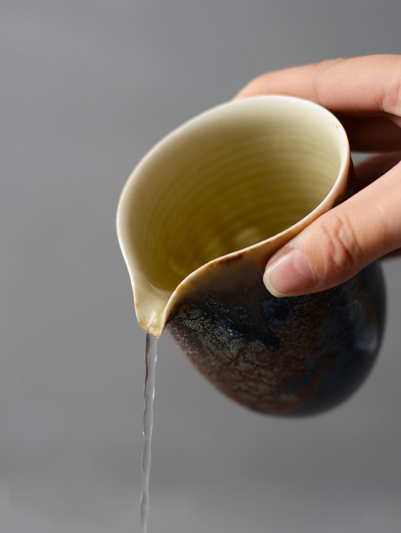 景德镇柴烧茶杯日式茶道公道杯手拉胚陶瓷素烧匀杯台湾干泡茶茶海