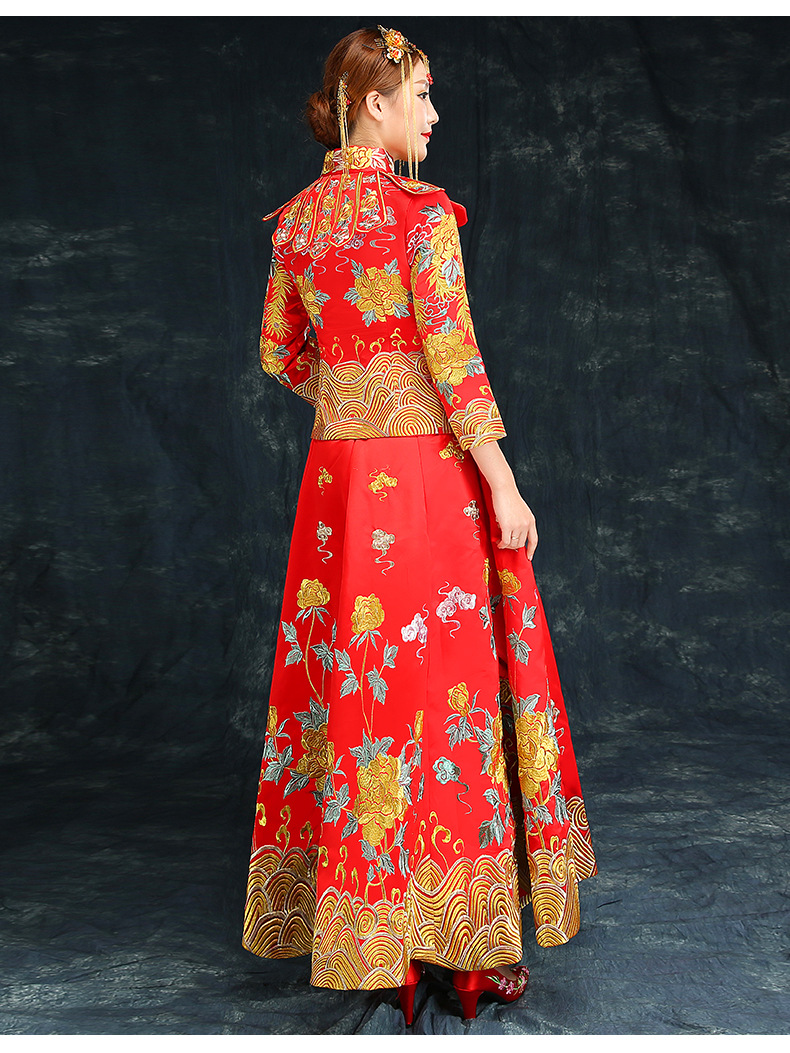 秀禾服新娘礼服2021新款秋季中式婚礼龙凤褂裙结婚敬酒服修身刺绣