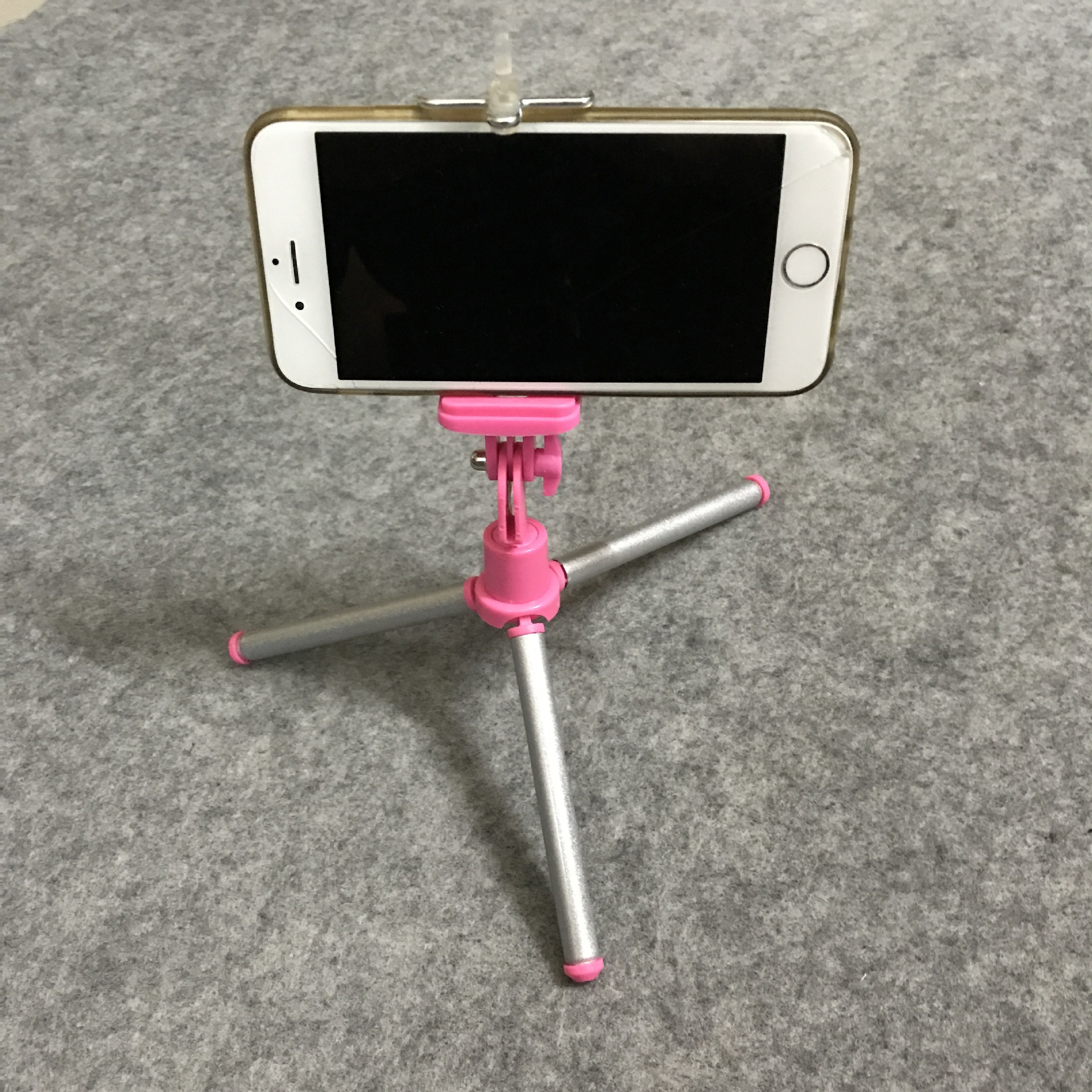 跨境拍照迷你三脚架 铝管伸缩两节自拍竖拍夹主播直播手机支架228