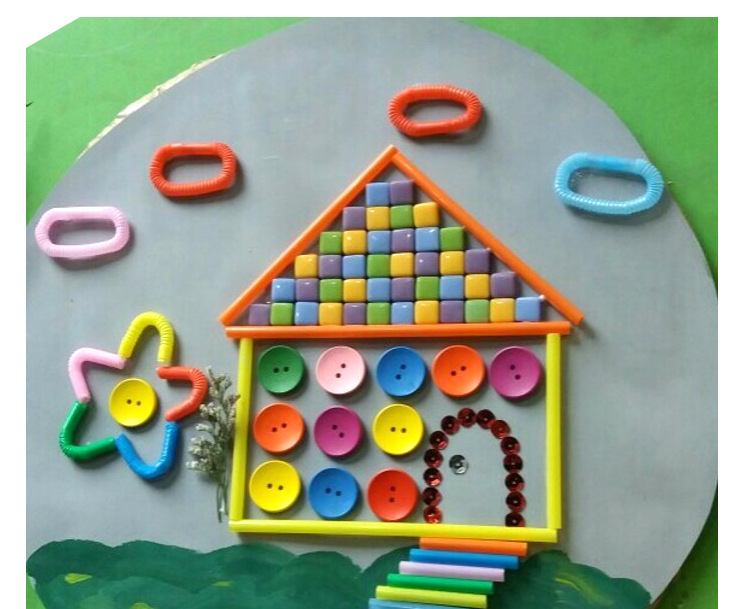 彩色吸管艺术幼儿园创意粘贴画吹画儿童创意手工diy编织制作材料