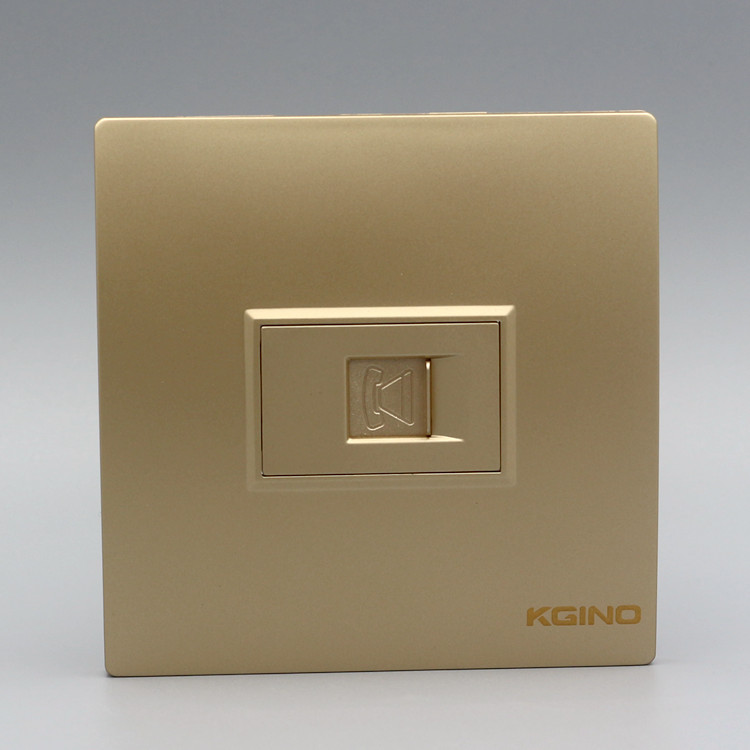 香槟金86型单口电话插座金色一位cat3语音模块香槟色rj11电话面板