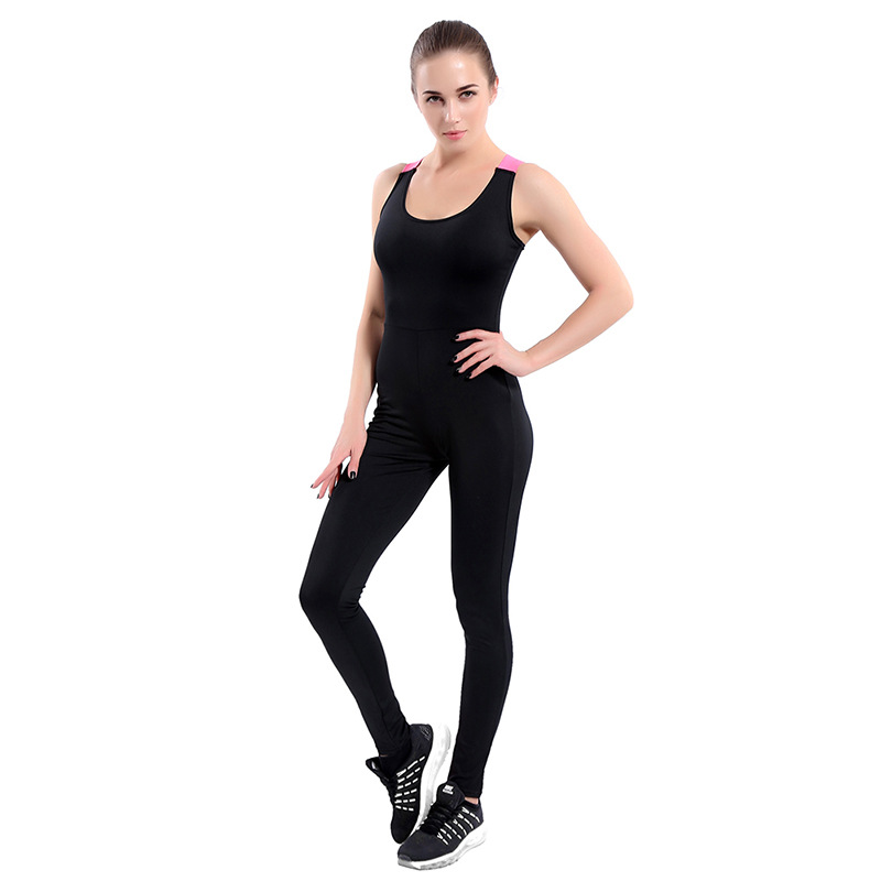 运动连体裤瑜伽女春夏款运动裤套装 时尚绷带交叉美背瑜伽连体裤