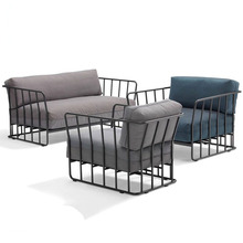 北欧简约现代铁艺沙发椅茶几组合创意洽谈设计师椅休闲咖啡厅桌椅