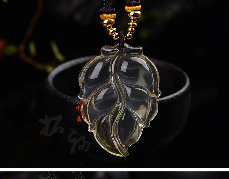 厂家直销天然黄水晶叶子吊坠男女款项链生日节日饰品礼物