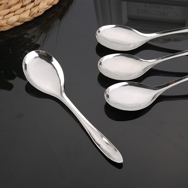 Household Bare Stainless Steel Children's Soup Spoon Watermelon Spoon Restaurant Long Handle Stainless Steel Dessert Spoon Stirring Coffee Spoon